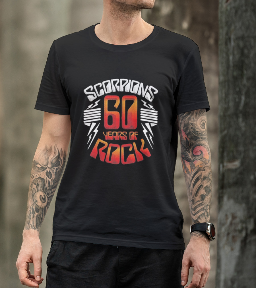 Scorpions 60 Years Of Rock Scorpions Rock Zone Membership Anniversary Celebration Lightning T-Shirt