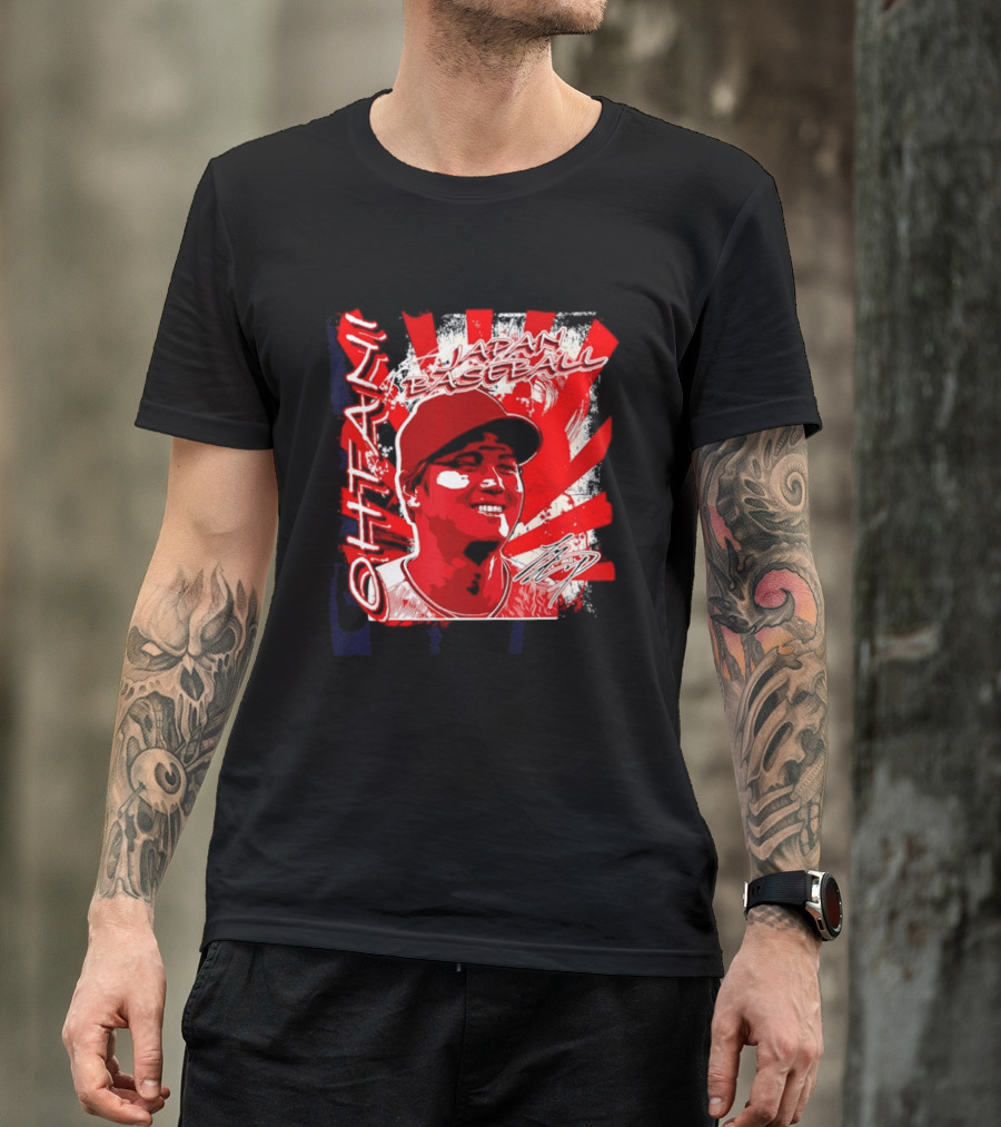Japan Baseball Shohei Ohtani MLB International Red White Sunburst T-Shirt