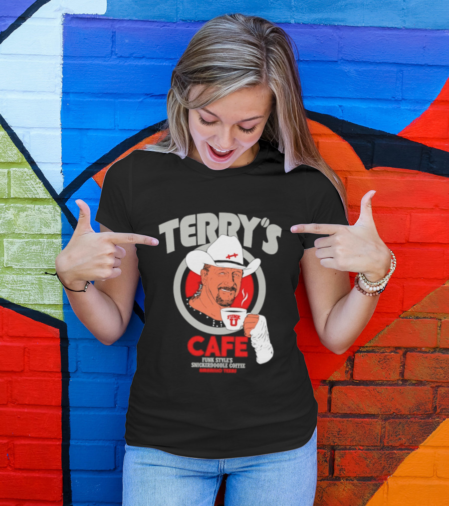 Terry's Cafe Terry Funk Funk U Coffee Cowboy Bandage T-Shirt