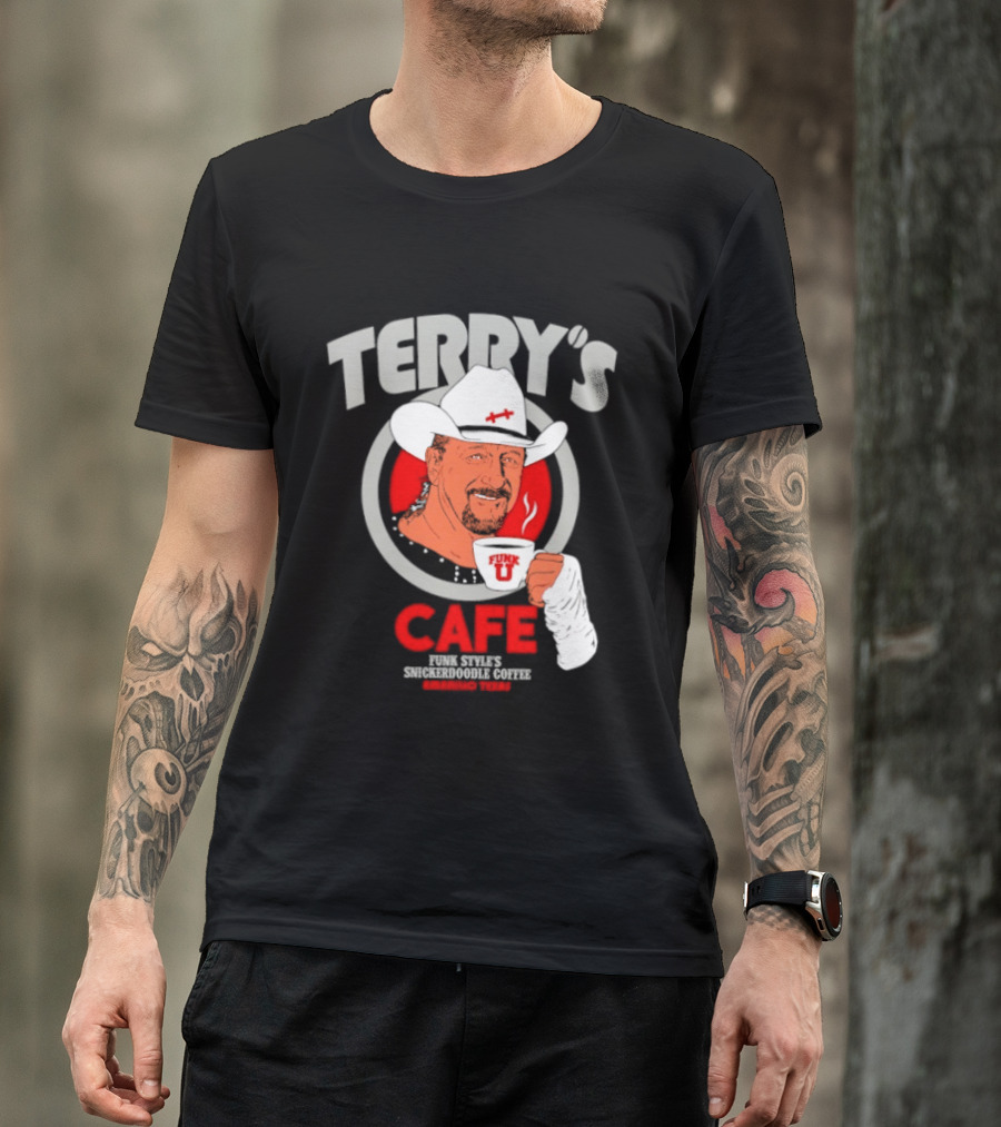 Terry's Cafe Terry Funk Funk U Coffee Cowboy Bandage T-Shirt