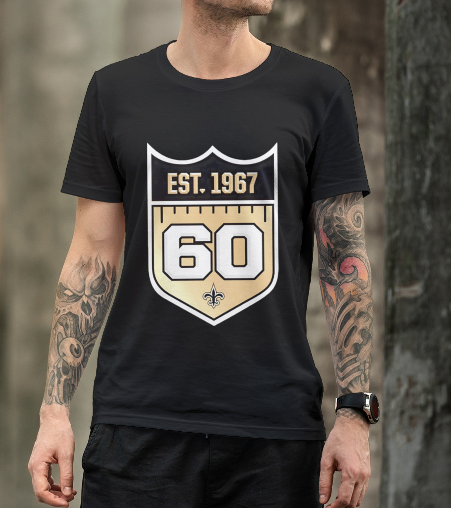 New Orleans Saints 60th Anniversary Est 1967 Fleur De Lis NFL Celebration T-Shirt