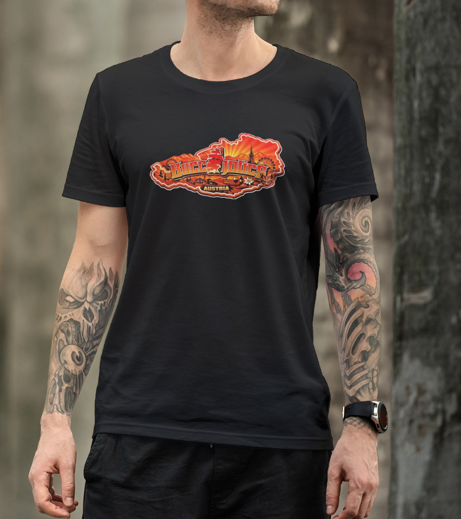 Buccaholics Austria Map With Mountains And Ferris Wheel T-Shirt
