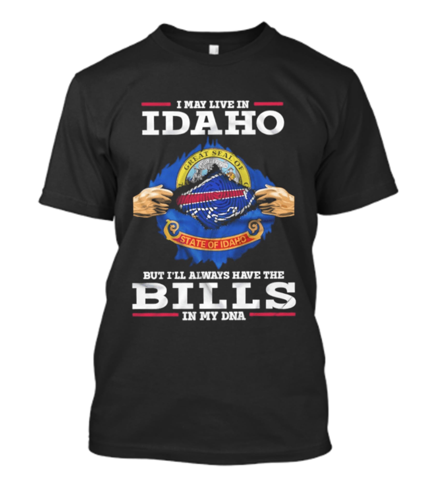 I May Live In Idaho State Of Idaho But I'll Always Have The Bills In My DNA T-Shirt