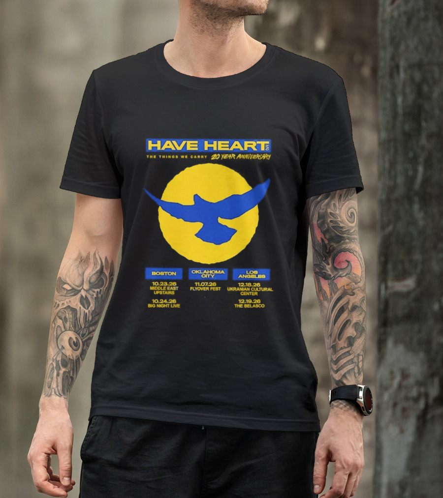Have Heart The Things We Carry 20 Year Anniversary Tour Boston Philadelphia Los Angeles Bird T-Shirt