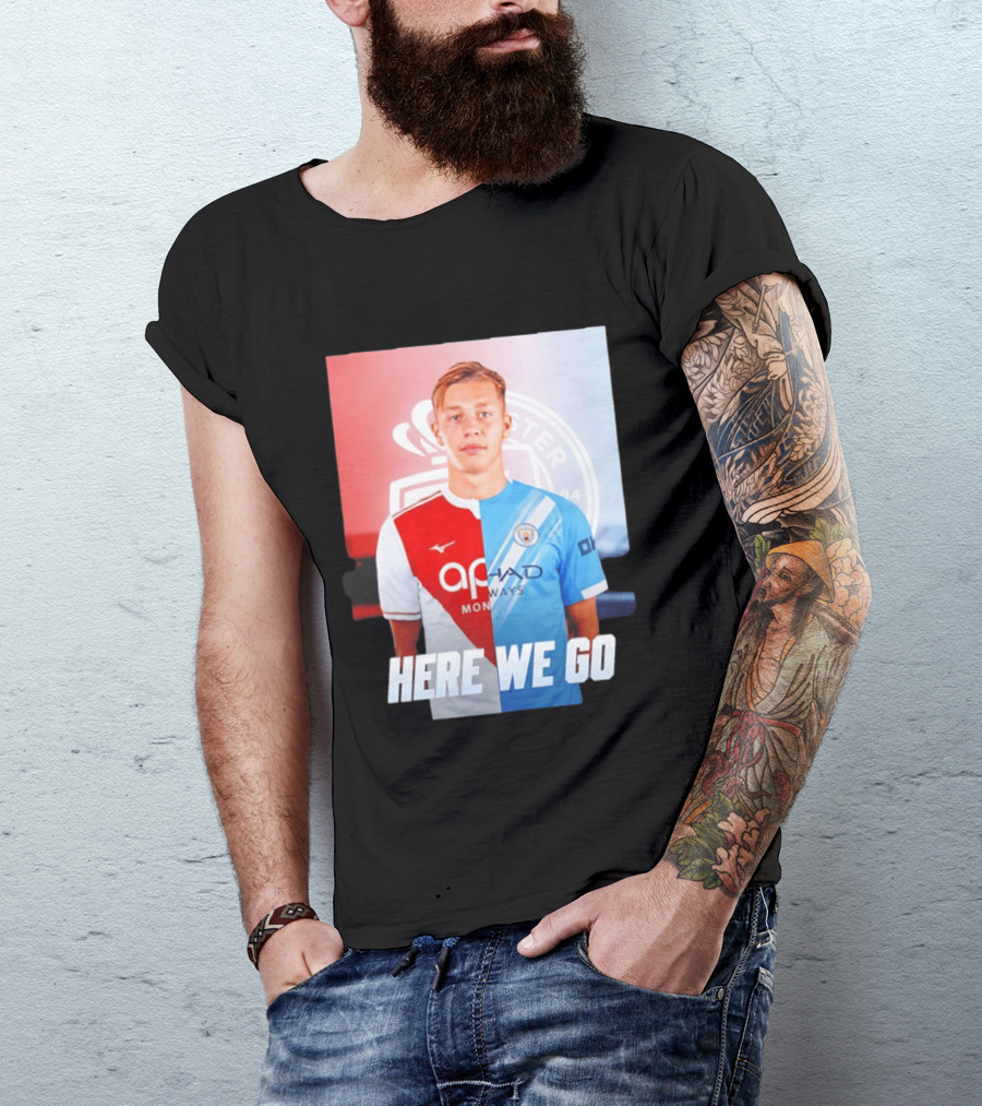 Mathys Detourbet Manchester City AS Monaco Transfer Here We Go T-Shirt