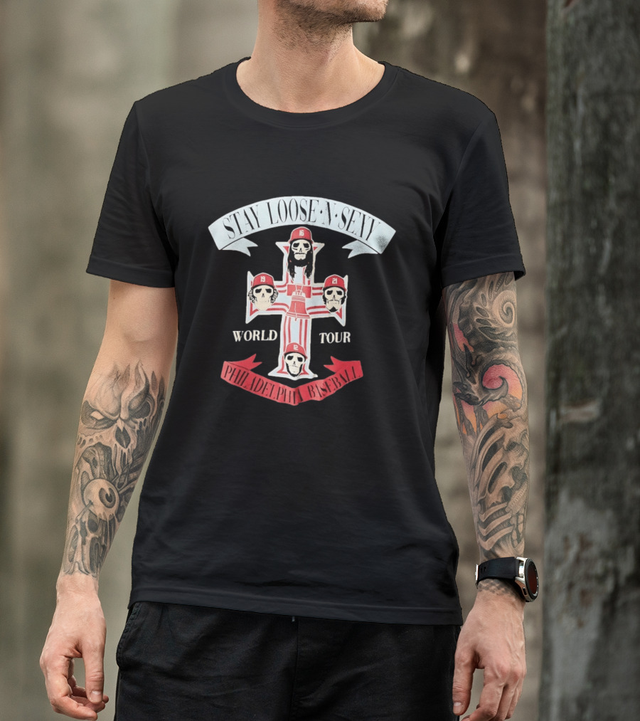Stay Loose N Sexy Philadelphia Phillies Baseball Skull World Tour T-Shirt
