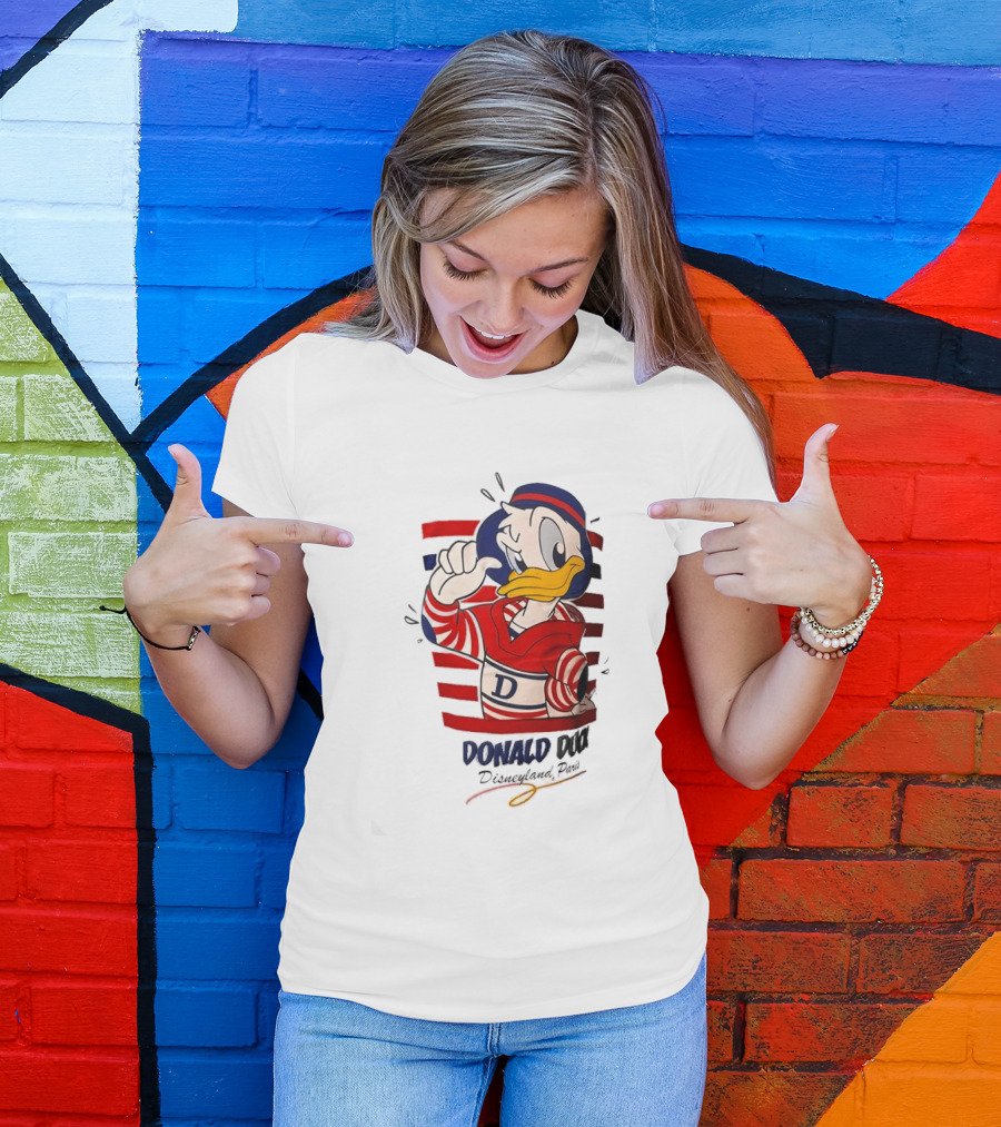 Donald Duck Disneyland Paris Red And White Striped Outfit T-Shirt