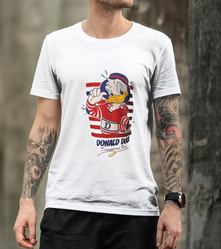 Donald Duck Disneyland Paris Red And White Striped Outfit T-Shirt