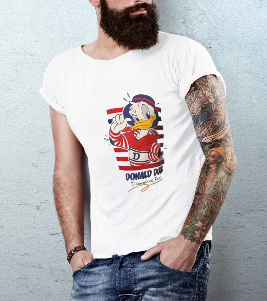 Donald Duck Disneyland Paris Red And White Striped Outfit T-Shirt