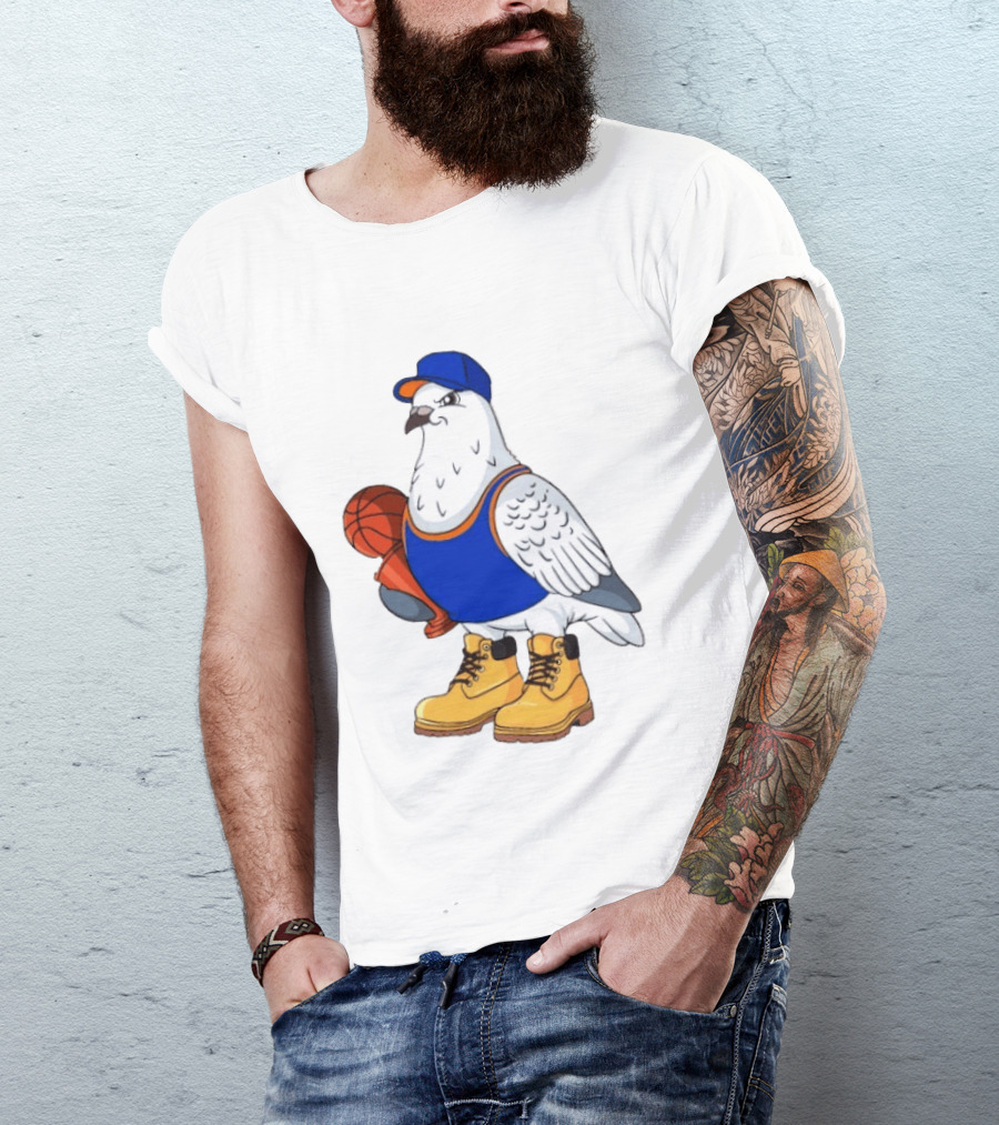NYC Pigeon New York Forever Basketball Player Cartoon Pigeon In Jersey With Basketball T-Shirt