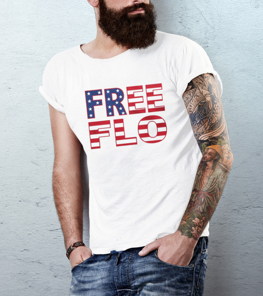 Free Flo USA Flag Stars Stripes Patriotic T-Shirt