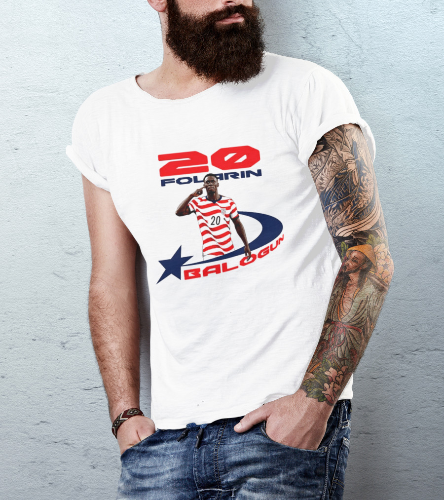 Folarin Balogun 20 Striped United States Soccer Team Star T-Shirt