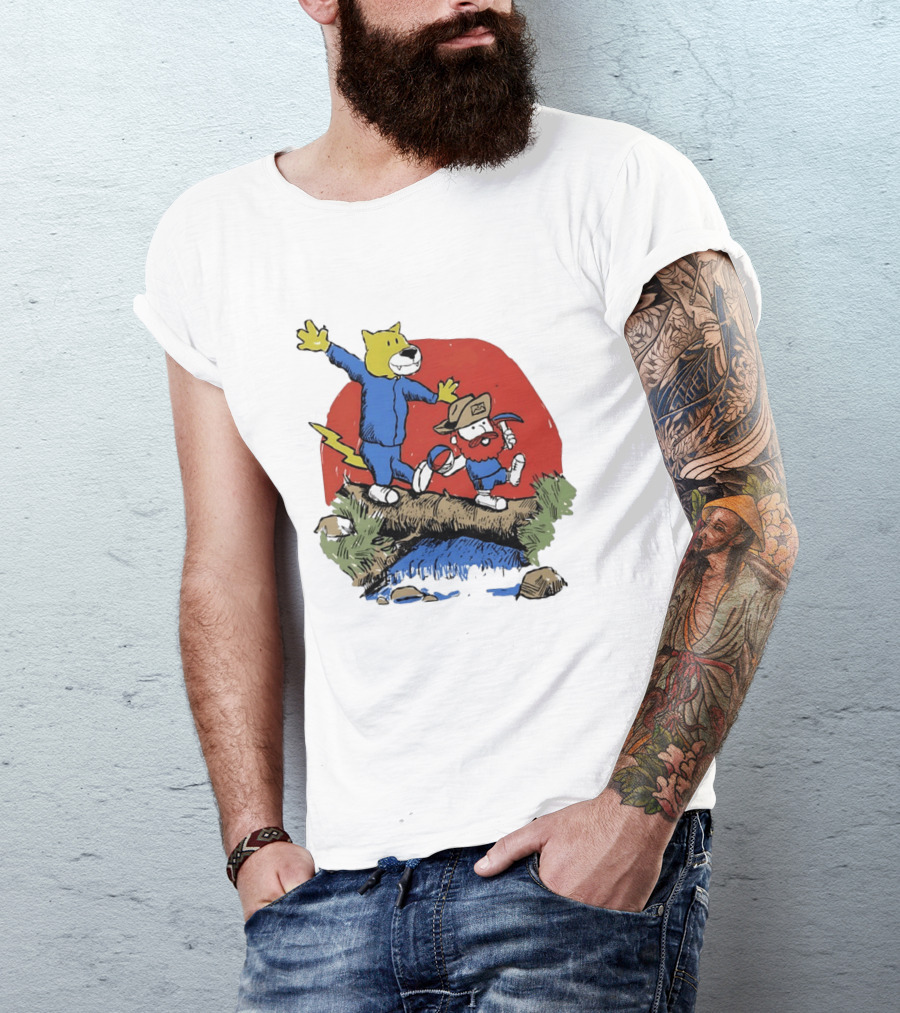 Denver Nuggets Rocky Mountain Lion Cartoon Adventure With Basketball T-Shirt
