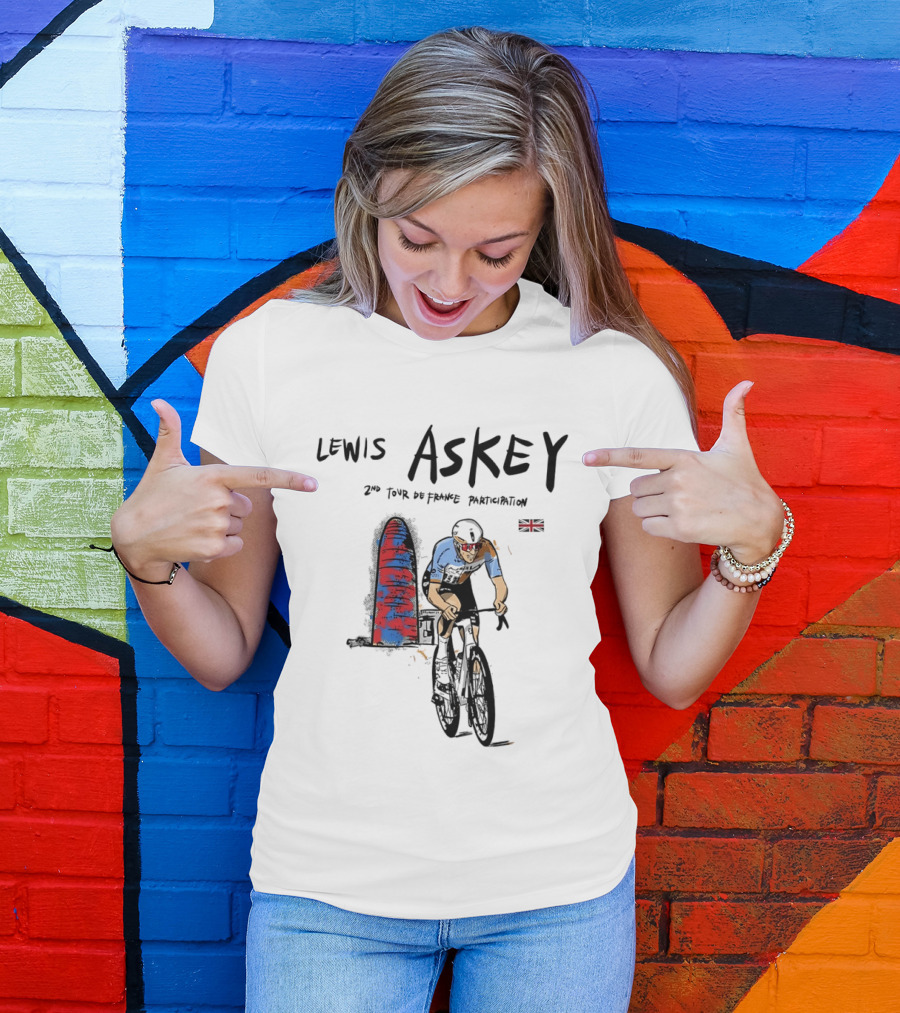 Lewis Askey 2nd Tour De France Participation Groupama FDJ Sky Blue Cyclist T-Shirt