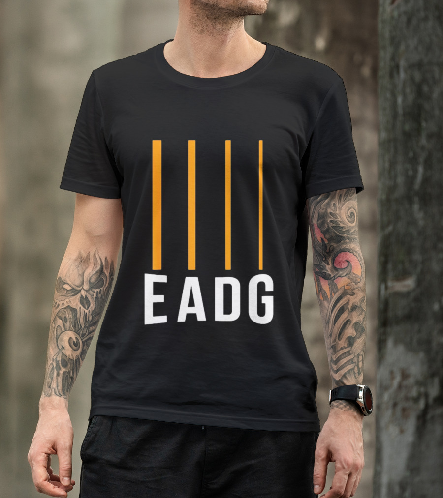EADG Bass Guitar Four Strings Musician Vertical Lines T-Shirt