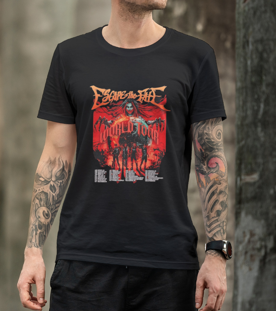 Escape The Fate World Tour Metalcore Post Hardcore Red Gothic T-Shirt