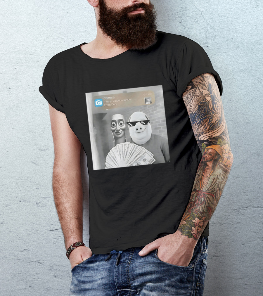 Camera There Is Motion At Your Front Door Meme Pig Mask And Funny Faceувель� T-Shirt
