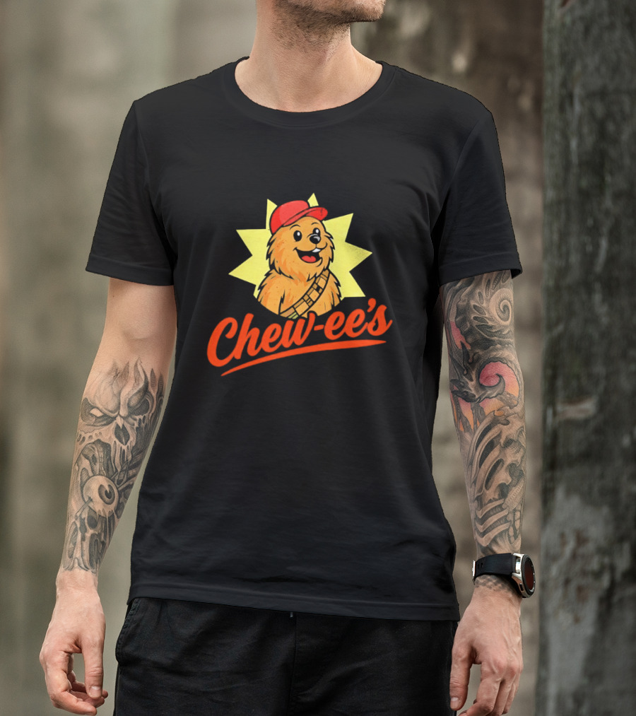 Chewbacca Chew Ee's Star Wars Snack Brand Cartoon Character With Red Hat T-Shirt