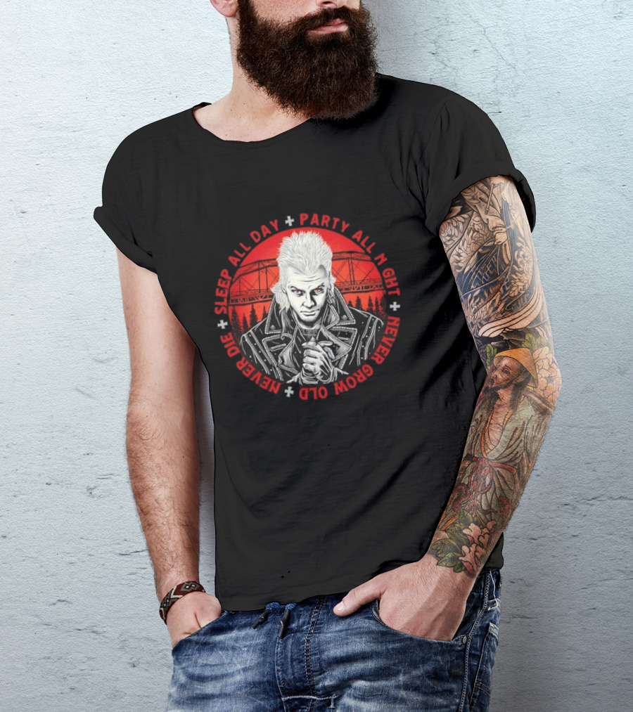 Sleep All Day Party All Night Never Grow Old Never Die 80s Gothic T-Shirt