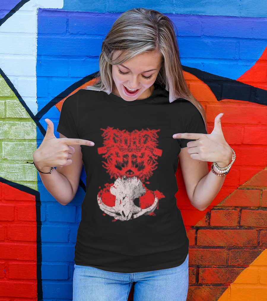 Gore Boar Skull Red Face Death Metal Hardcore T-Shirt