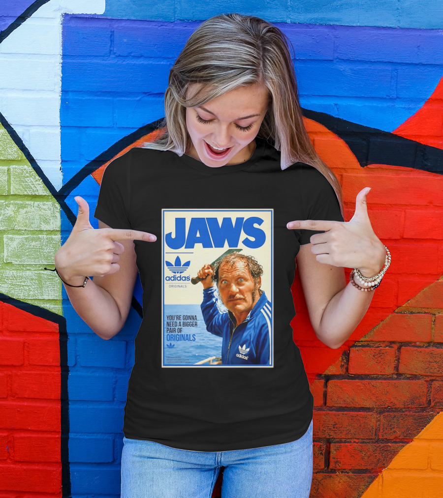 Jaws Adidas Originals You're Gonna Need A Bigger Pair Quint Machete T-Shirt