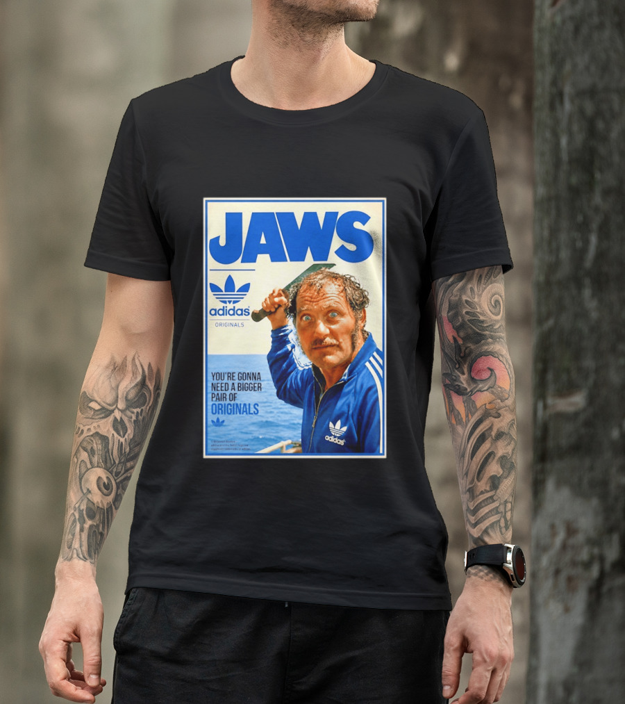 Jaws Adidas Originals You're Gonna Need A Bigger Pair Quint Machete T-Shirt