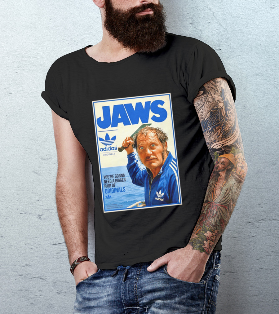 Jaws Adidas Originals You're Gonna Need A Bigger Pair Quint Machete T-Shirt