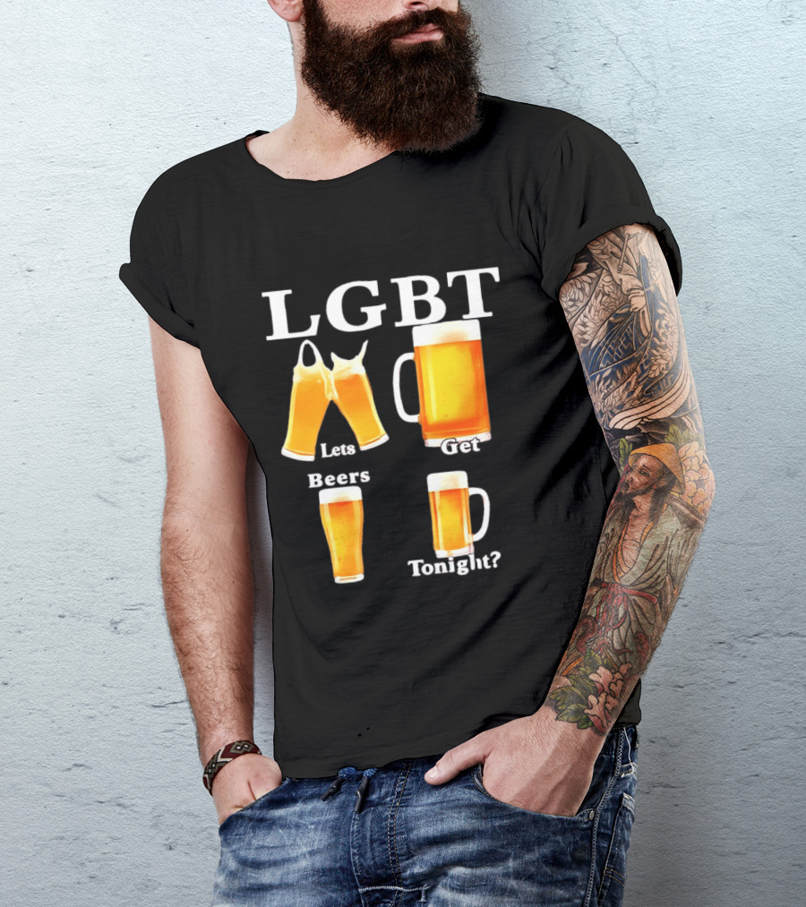LGBT Lets Get Beers Tonight Beer Drinking Humor T-Shirt