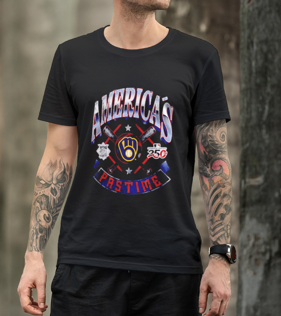 America's Pastime Milwaukee Brewers Celebrating America's 250th Baseball T-Shirt