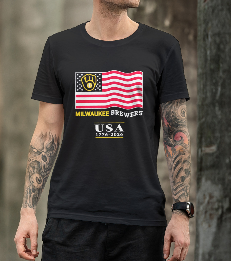 Milwaukee Brewers USA 1776 2026 American Flag Baseball Team T-Shirt