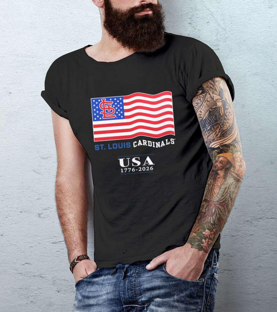 St Louis Cardinals American Flag USA 1776 2026 MLB Baseball T-Shirt