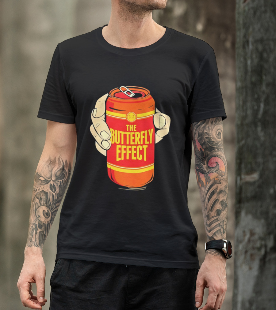 The Butterfly Effect Soda Can Vibrant Red Yellow Pop T-Shirt