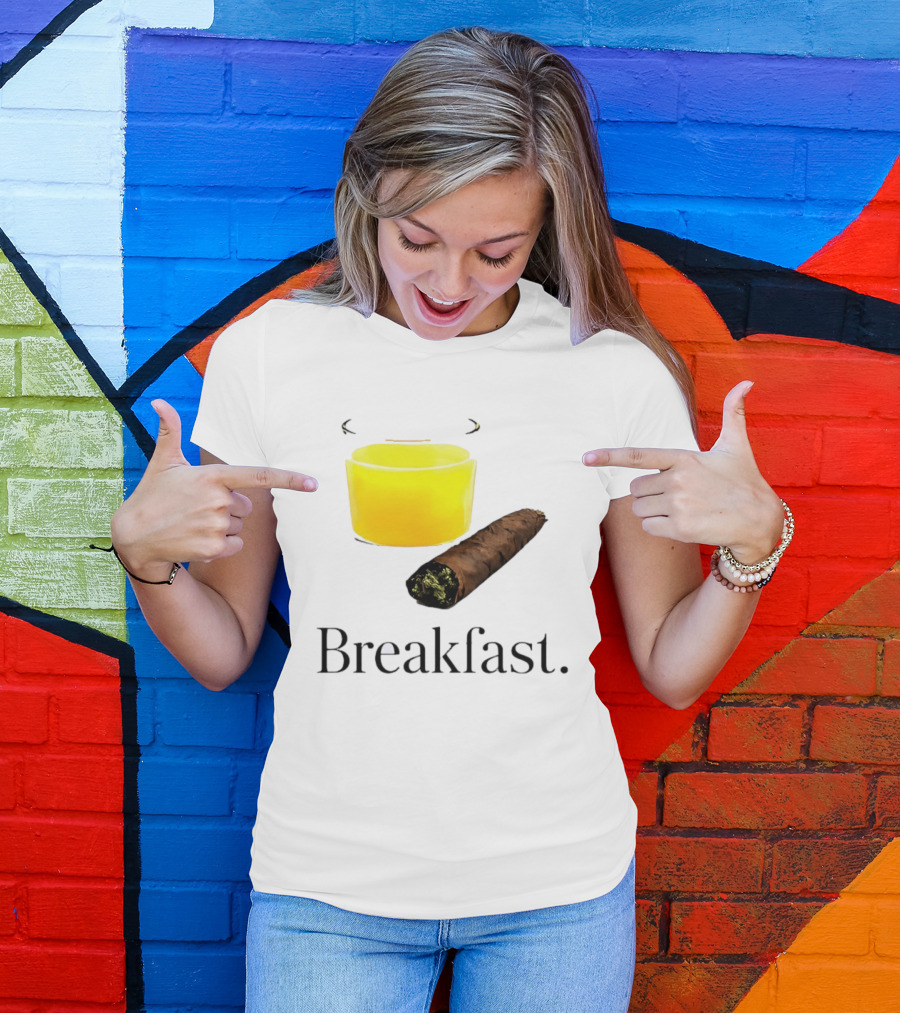 Breakfast Juice And Blunt Retro Humor With Glass And Cigar T-Shirt