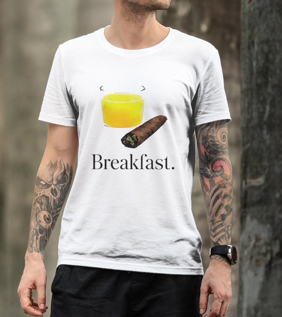 Breakfast Juice And Blunt Retro Humor With Glass And Cigar T-Shirt