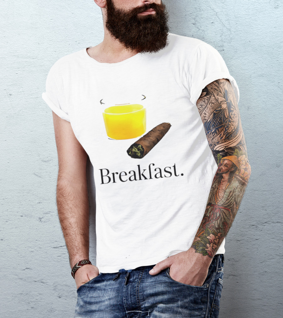 Breakfast Juice And Blunt Retro Humor With Glass And Cigar T-Shirt