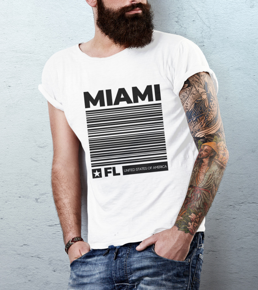 Miami FL Star Stripes United States Of America T-Shirt