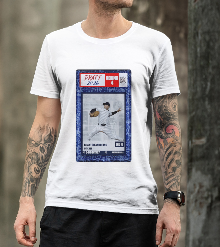 New York Yankees Clayton Andrews MLB Draft 2026 Round 4 Pitcher Trading Card T-Shirt