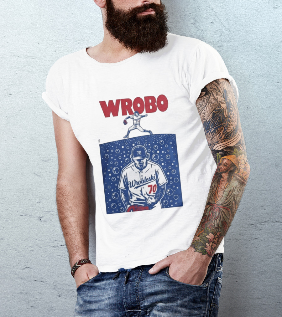Wrobo Wrobleski 70 Baseball Pitcher Bubble T-Shirt