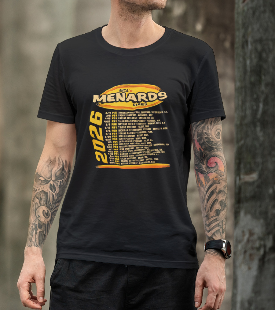 ARCA Menards Series 2026 Racing Schedule Calendar Featuring Key Race Dates And Locations T-Shirt