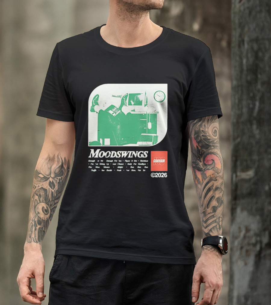 MOODSWINGS Graham 2023 Man Resting Legs On Desk Computer T-Shirt