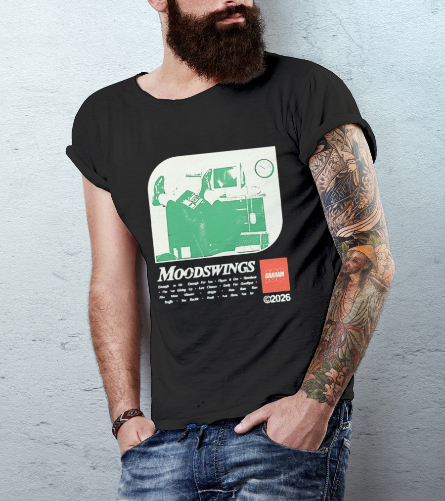 MOODSWINGS Graham 2023 Man Resting Legs On Desk Computer T-Shirt