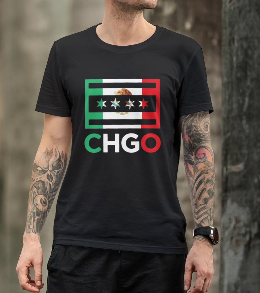 CHGO Mexico Flag Colors With Eagle And Stars T-Shirt