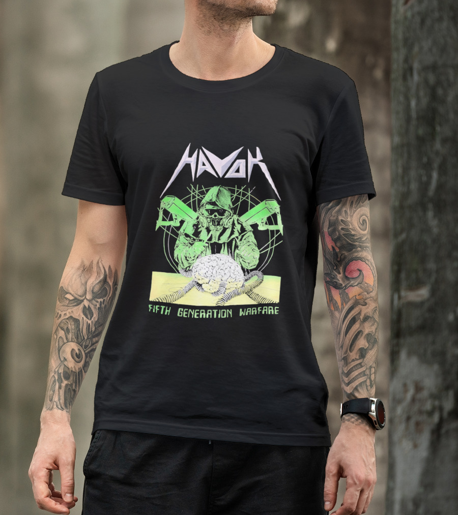 Havok Fifth Generation Warfare Mask Guns Skull T-Shirt