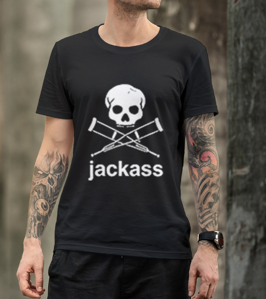 Jackass Skull Crutches Logo Ryan Dunn Toy Car Butt X Ray T-Shirt
