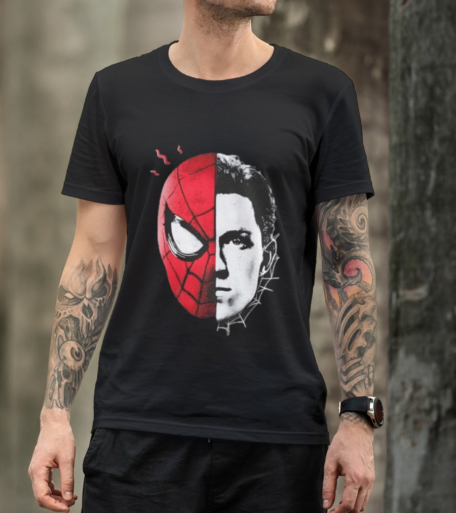 Tom Holland Spider Man Split Face Marvel Mashup T-Shirt