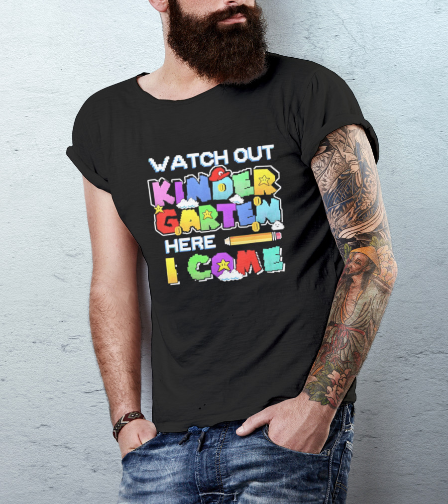 Out Kindergarten Here I Come Fun Colorful Back To School Kids T-Shirt