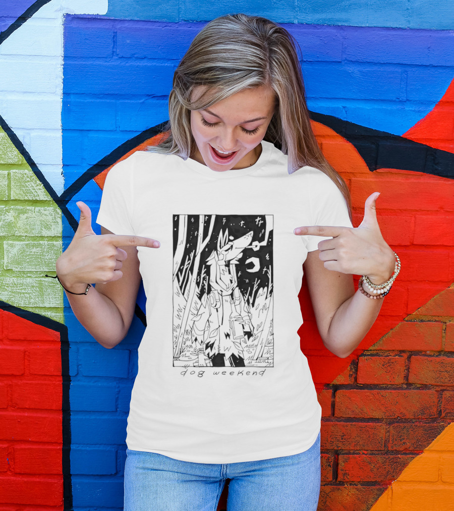 Dog Woods Weekend Forest Scene With Moon And Trees T-Shirt