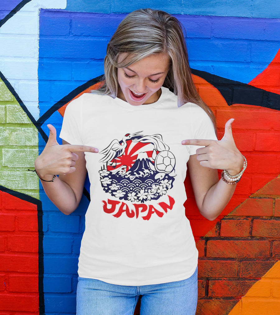 Japan Mt Fuji Crane Turtle Sakura Rising Sun Symbolism T-Shirt