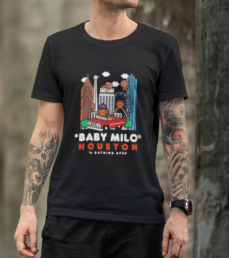 Baby Milo Houston A Bathing Ape City Skyline Car Scene T-Shirt