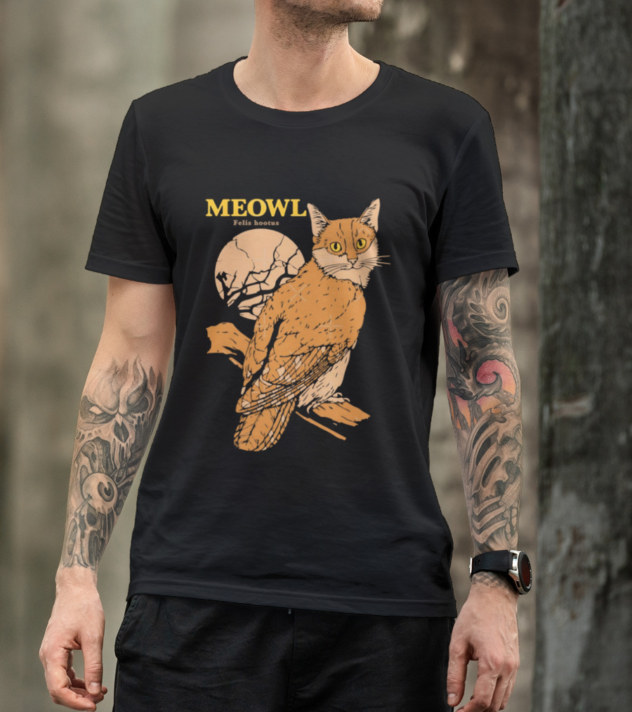 Meowl Felis Hootus Cat Owl Fusion With Moon T-Shirt